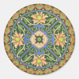 Pegatina Redonda Cloisonne China Patter Asia Oriental