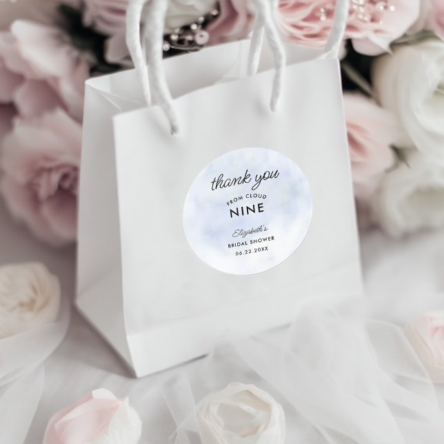 Pegatina Redonda Cloud 9 Pastel Azul Elegante Ducha Nodal Moderno (Subido por el creador)