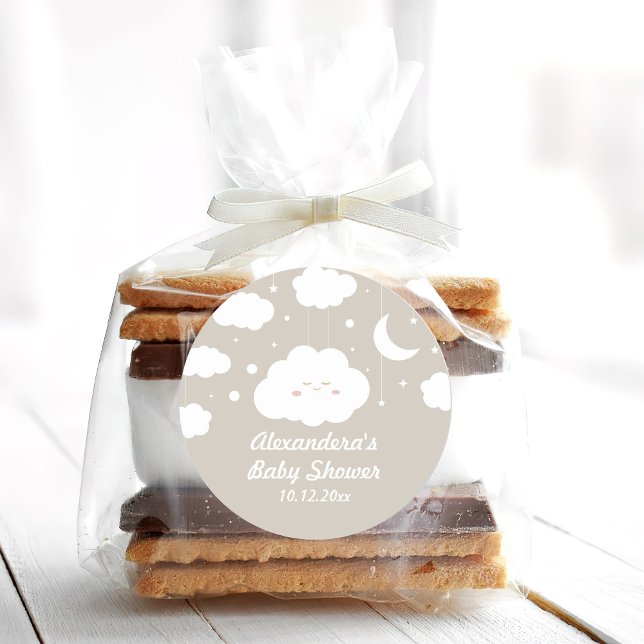Pegatina Redonda Cloud Baby Shower Favor (Subido por el creador)