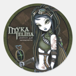 Pegatina Redonda "Cloud Burst" Steampunk Aviatrix Fairy Stickers