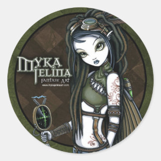 Pegatina Redonda "Cloud Burst" Steampunk Aviatrix Fairy Stickers