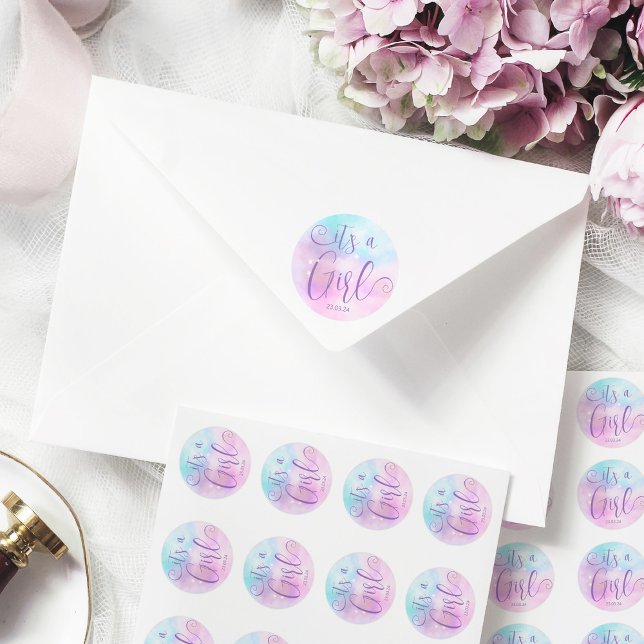 Pegatina Redonda Cloud Nine Chica Baby Shower (Subido por el creador)