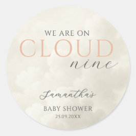 Pegatina Redonda Cloud Nueve Baby Shower moderno
