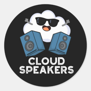 Pegatina Redonda Cloud Speakers Funny Weather Pun Dark BG