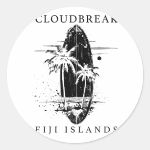 Pegatina Redonda Cloudbreak Islas Fiji Surf Vintage Surfing Surfe