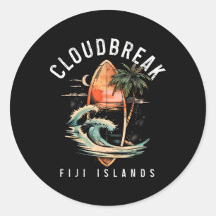 Pegatina Redonda Cloudbreak Islas Fiji Surf Vintage Surfing Surfe
