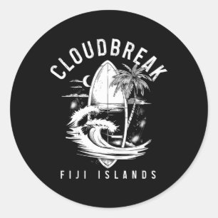 Pegatina Redonda Cloudbreak Islas Fiji Surf Vintage Surfing Surfe