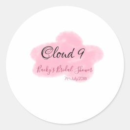 Pegatina Redonda Clouds nine red pastel bridal shower namedate