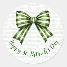 Pegatina Redonda Clover & Bow St. Patrick’s Day Party Design