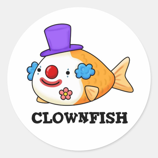 Pegatina Redonda Clowfish Gracioso Animal Fish Pun (Anverso)