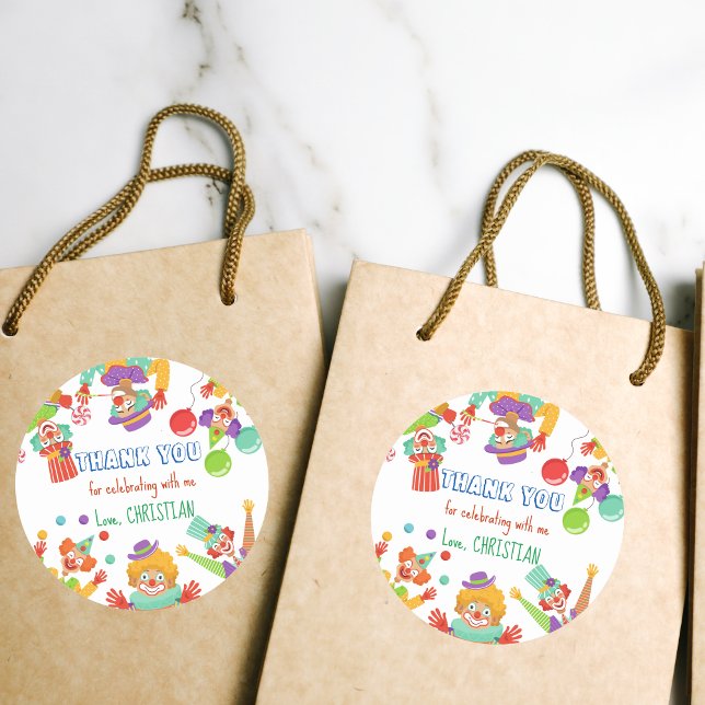 Pegatina Redonda Clown Ciro fiesta de cumpleaños nombre personaliza (Subido por el creador)