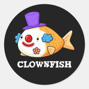 Pegatina Redonda Clownfish Gracioso Pescado Animal Pun Dark BG