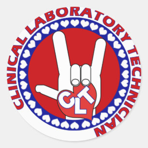 Pegatina Redonda CLT CLINICAL LAB TECH ASL iLOVE LOGO