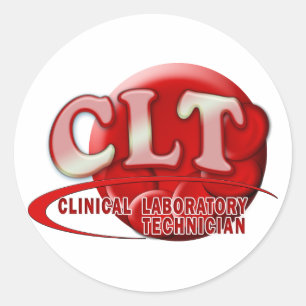 PEGATINA REDONDA CLT CLINICAL LABORATORIO TÉCNICO SWOOSH LOGO