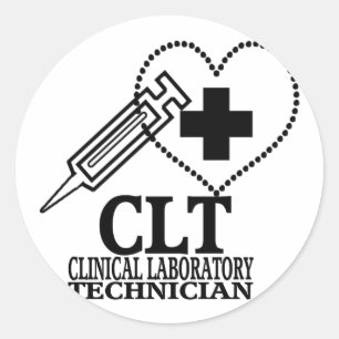 PEGATINA REDONDA CLT HEART SYRINGE CLINICAL LAB TECH
