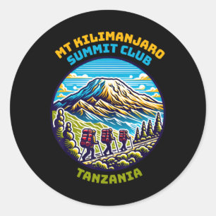Pegatina Redonda Club Cumbre del Mt Kilimanjaro Tanzania La Más Alt
