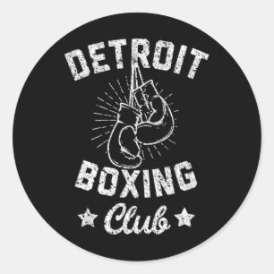 Pegatina Redonda Club de boxeo de Detroit - Guantes de boxeo de épo