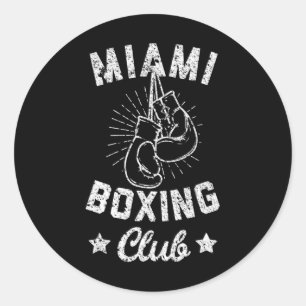 Pegatina Redonda Club de Boxeo de Miami - Guantes de Boxer Vintage