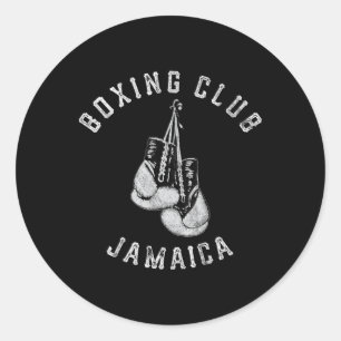 Pegatina Redonda Club de boxeo Jamaica guantes luchador