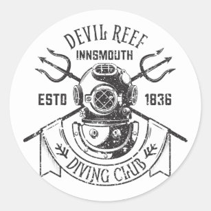 Pegatina Redonda Club de buceo Innsmouth Lovecraftian T-Shirt
