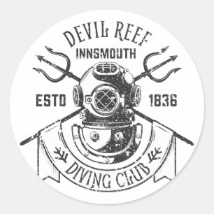 Pegatina Redonda Club de buceo Innsmouth Lovecraftian T-Shirt