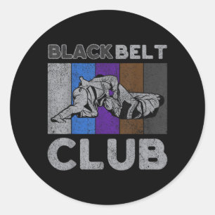 Pegatina Redonda Club de Cinturón Negro Vintage BJJ Jiu Jitsu Brasi