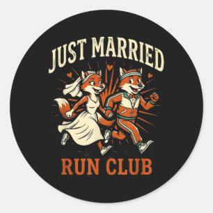 Pegatina Redonda Club de Corredores Recién Casados Corredor de Boda