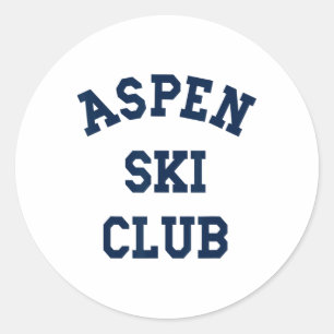 Pegatina Redonda Club de Esquí Aspen Colorado Montaña Viaje Esquiad