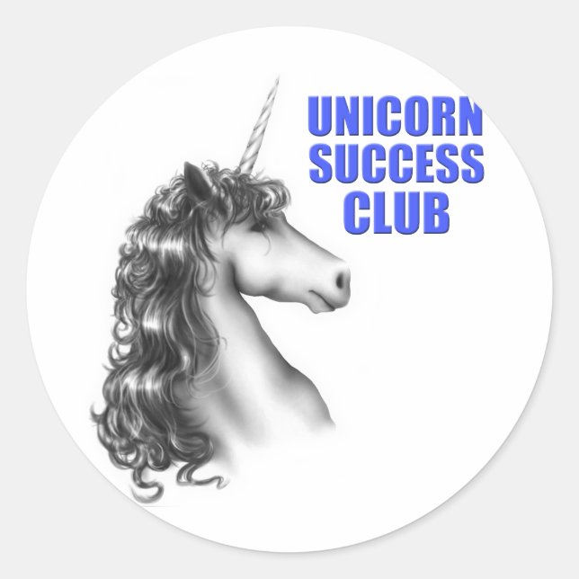 Pegatina Redonda Club de éxitos de Unicornio (Anverso)