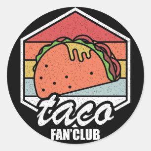 Pegatina Redonda club de fanáticos de tacos vintage amantes de taco