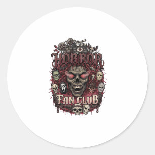 Pegatina Redonda Club de Fans de Terror Calavera Cara Demonio Hallo