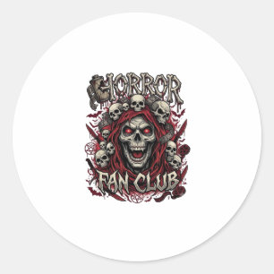 Pegatina Redonda Club de Fans de Terror Calavera Gritando Capucha R