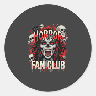 Pegatina Redonda Club de Fans de Terror de Halloween Cráneo de Vamp