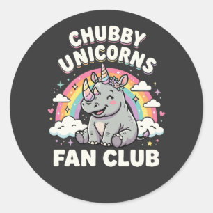 Pegatina Redonda Club de Fans de Unicornios Adorables Unicornio Mág