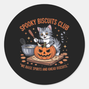 Pegatina Redonda Club de Galletas Espeluznantes Gato Funny Hallowee