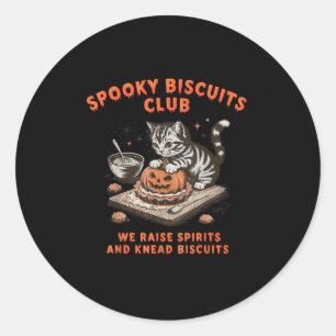 Pegatina Redonda Club de Galletas Espeluznantes Gato Halloween Horn