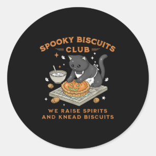Pegatina Redonda Club de Galletas Espeluznantes Gato Negro Calabaza