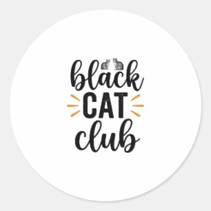 Pegatina Redonda Club de Gato Negro Diseño Vectorial de Amante de G