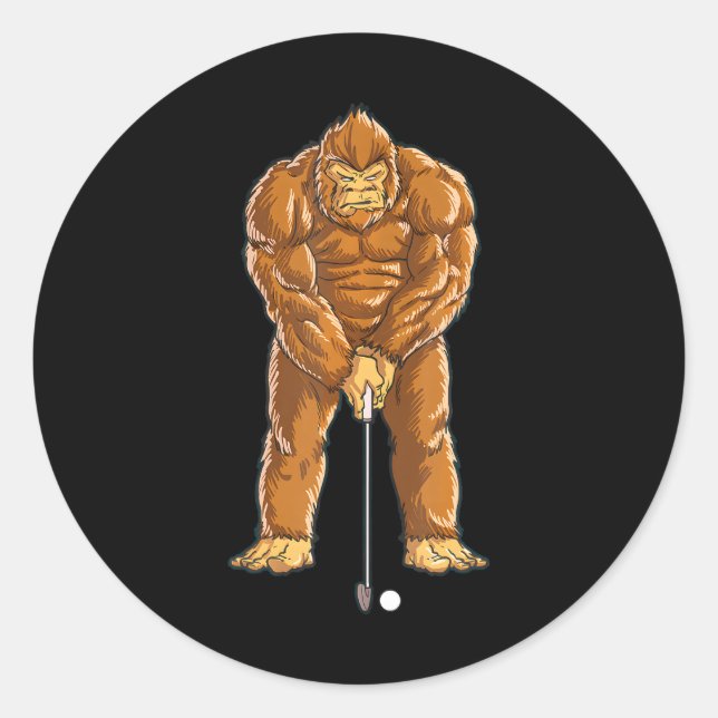 Pegatina Redonda Club De Golf Bigfoot Y Ball Sports Funny Sasquatch (Anverso)