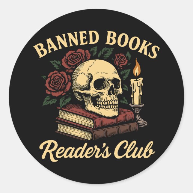 Pegatina Redonda Club de lectores de libros prohibidos (Anverso)