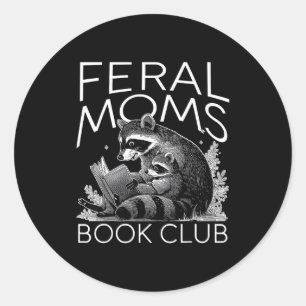 Pegatina Redonda club de lectura de mamás ferales divertidas