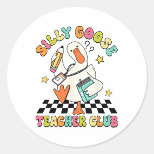 Pegatina Redonda Club de Maestros Silly Goose Regreso a la Escuela