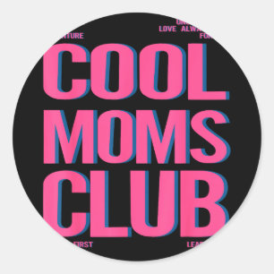 Pegatina Redonda club de mamás retro geniales feliz día de la madre