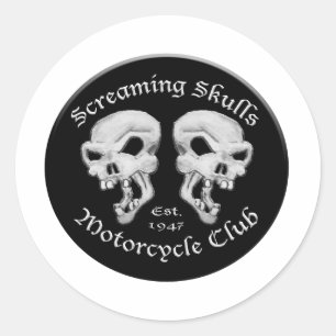 Pegatina Redonda Club de motocicletas Skulls gritando
