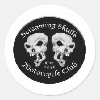 Pegatina Redonda Club de motocicletas Skulls gritando