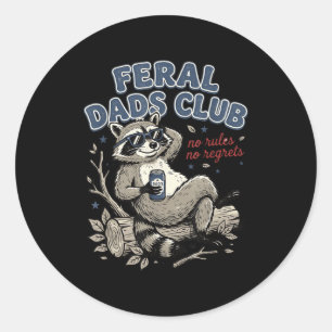 Pegatina Redonda Club de padres ferales mapache divertido sin regla