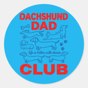 Pegatina Redonda Club de Papá Dachshund en diseño trasero