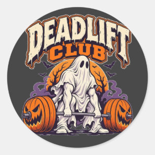 Pegatina Redonda Club de Peso Muerto Divertido Halloween Gimnasio
