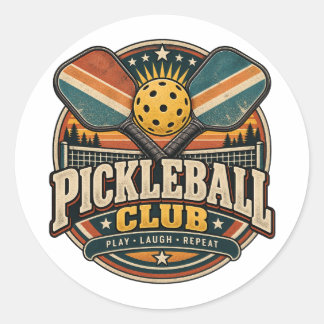 Pegatina Redonda Club de Pickleball Retro