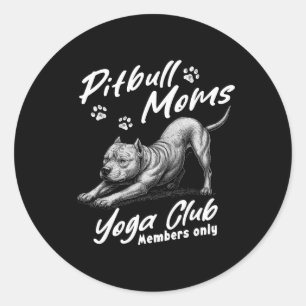 Pegatina Redonda Club de posturas de yoga para madres Pitbull Medit